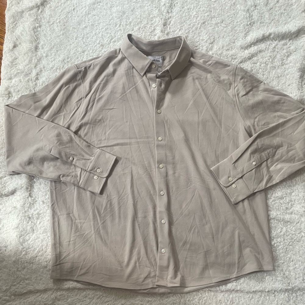 Men's Stylish Beige Button-Down Shirt
